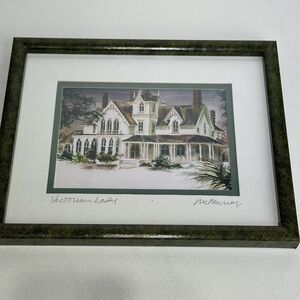 Watercolor print Victorian Lady House Lou McMurray art Framed Art Wall Hanging